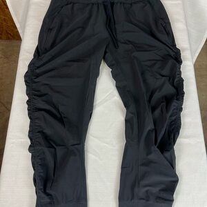 Athleta Black Ruched Drawstring Joggers